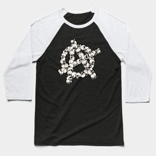 A anarchy symbol made of skulls Baseball T-Shirt